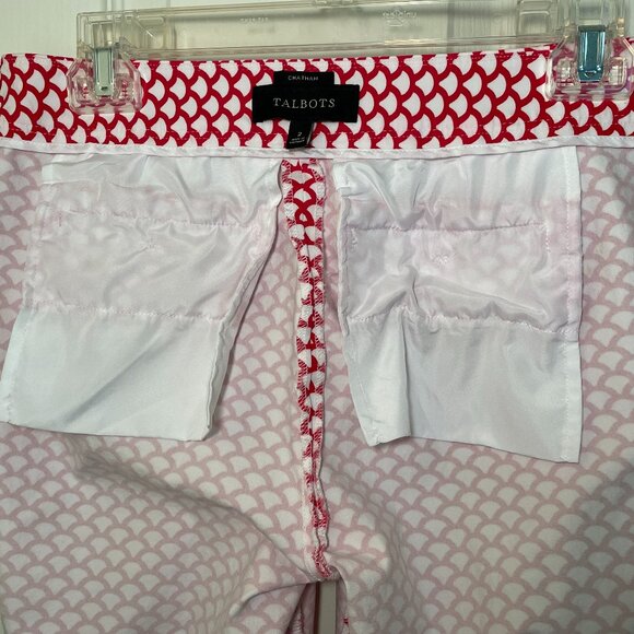 Talbots Womens Size 2 Chatham Straight Leg Side Zip Red/White Ankle Pants - Picture 10 of 11